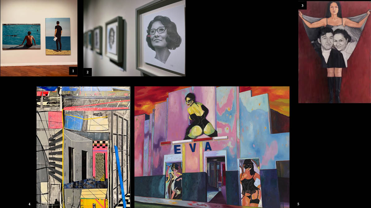 Obras de Miguel Aguirre, Akira Chinen, Claudia Coca, Sara Merel y Enrique Polanco.